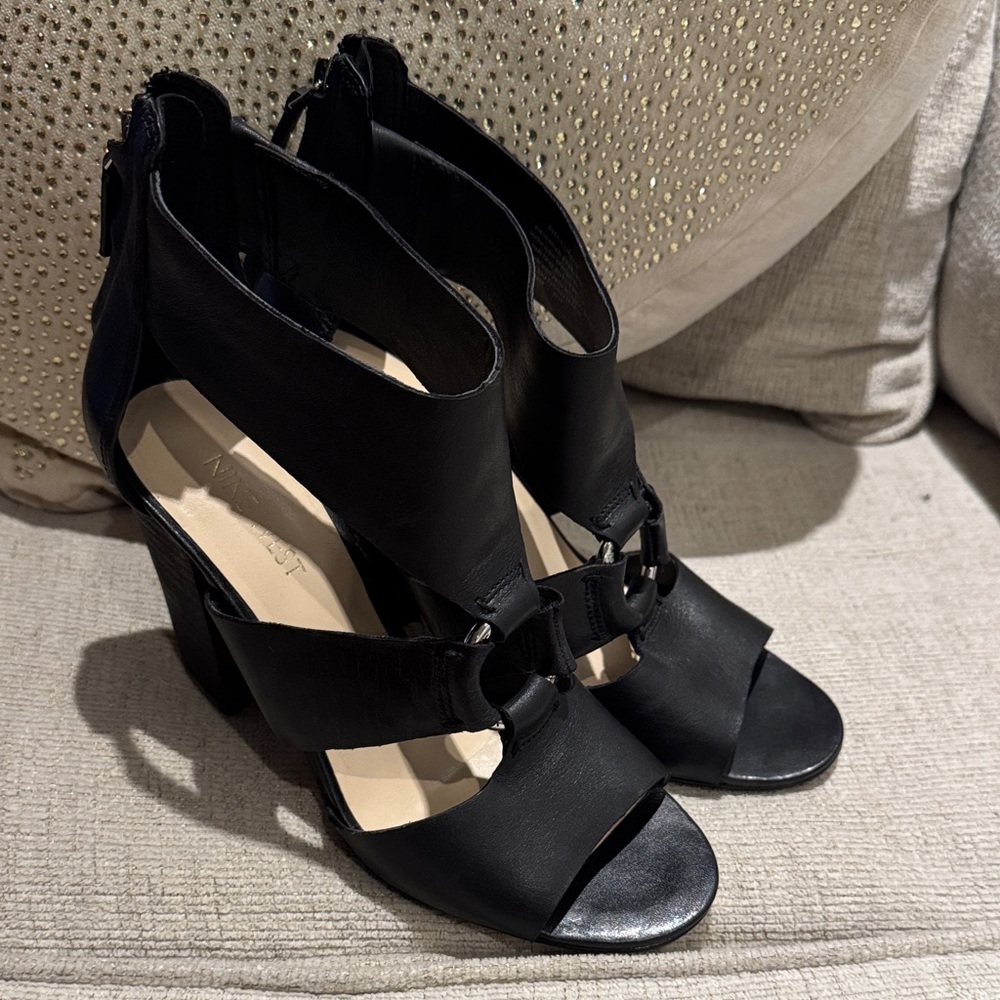 Nine West Black Strappy Heels